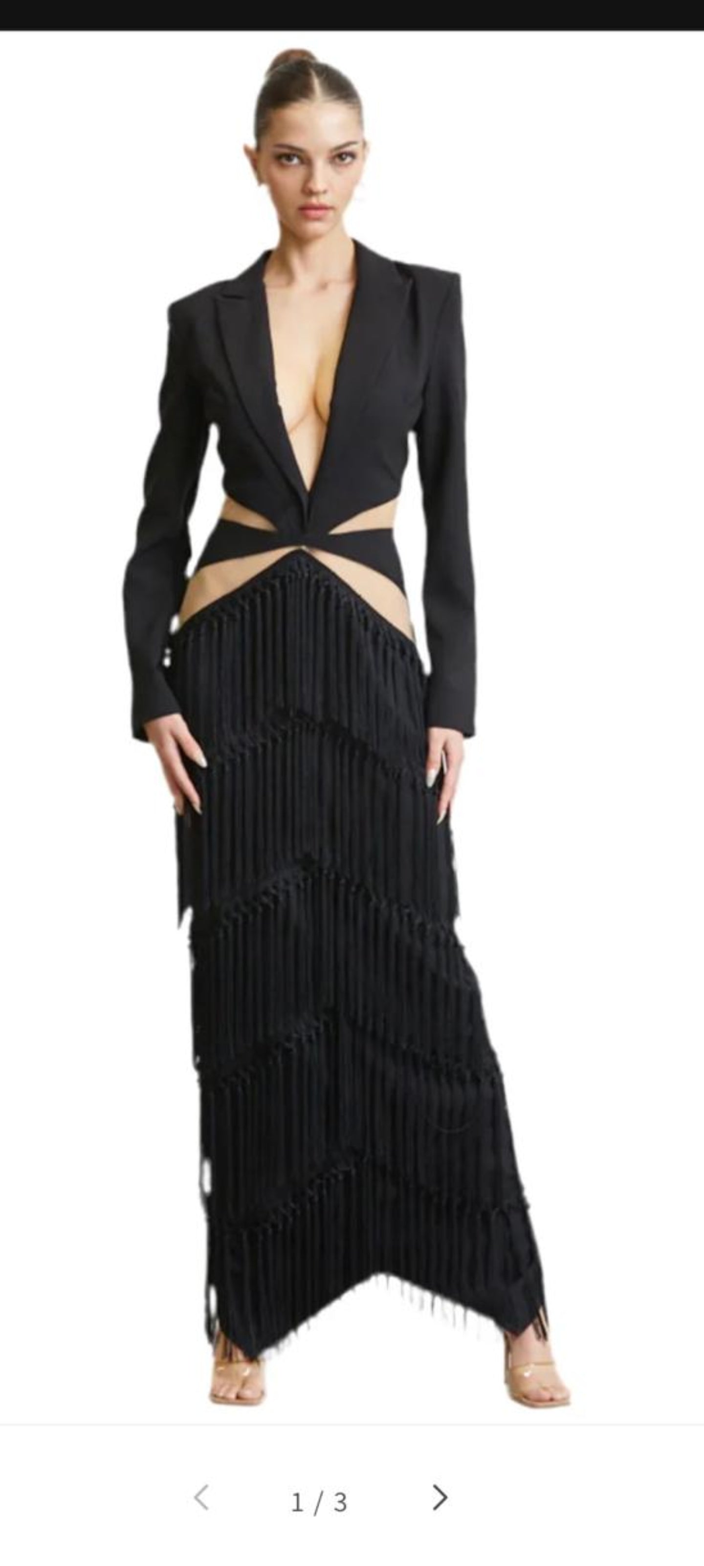 Black Cut-Out Pleated Maxi Dress