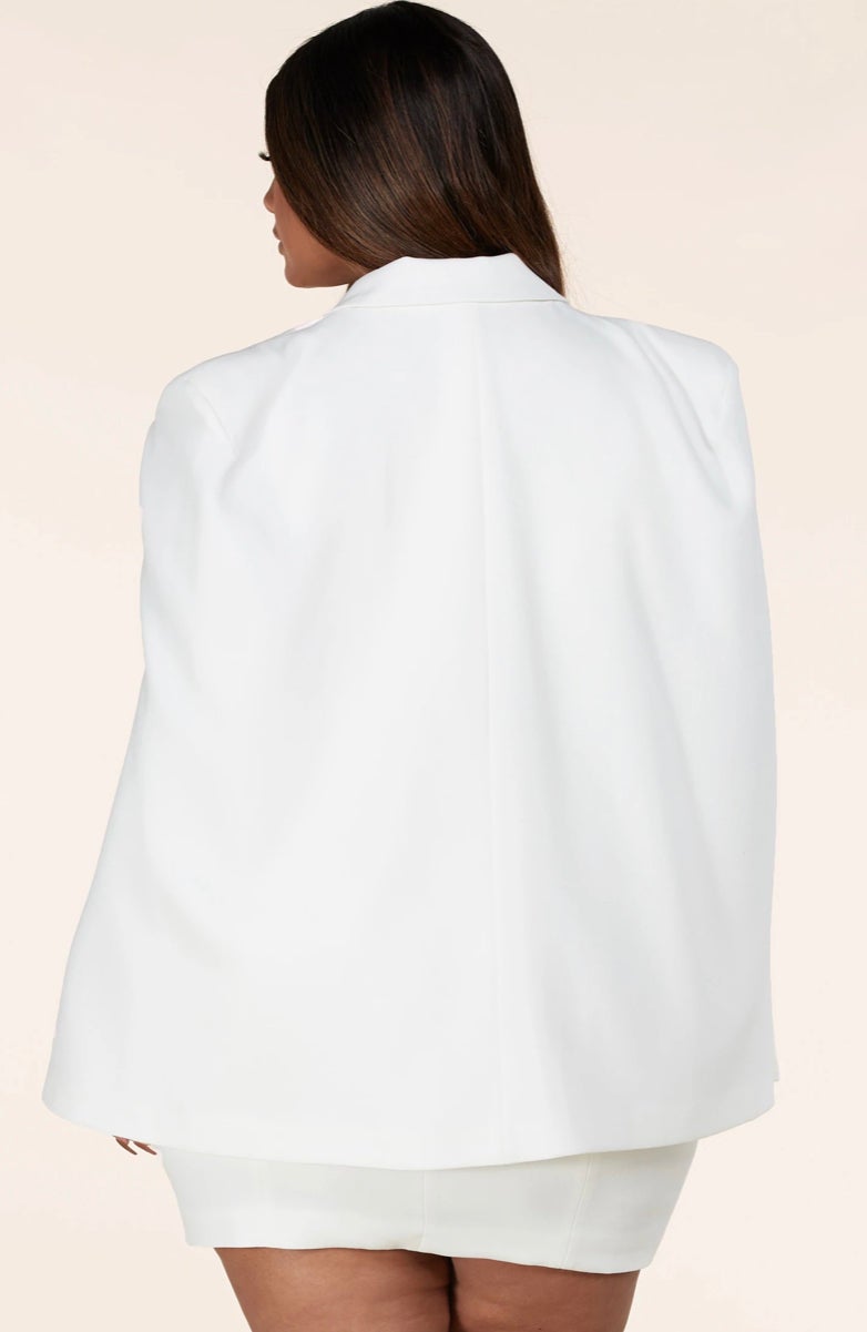 Off White Cape Belled Dress Plus Size