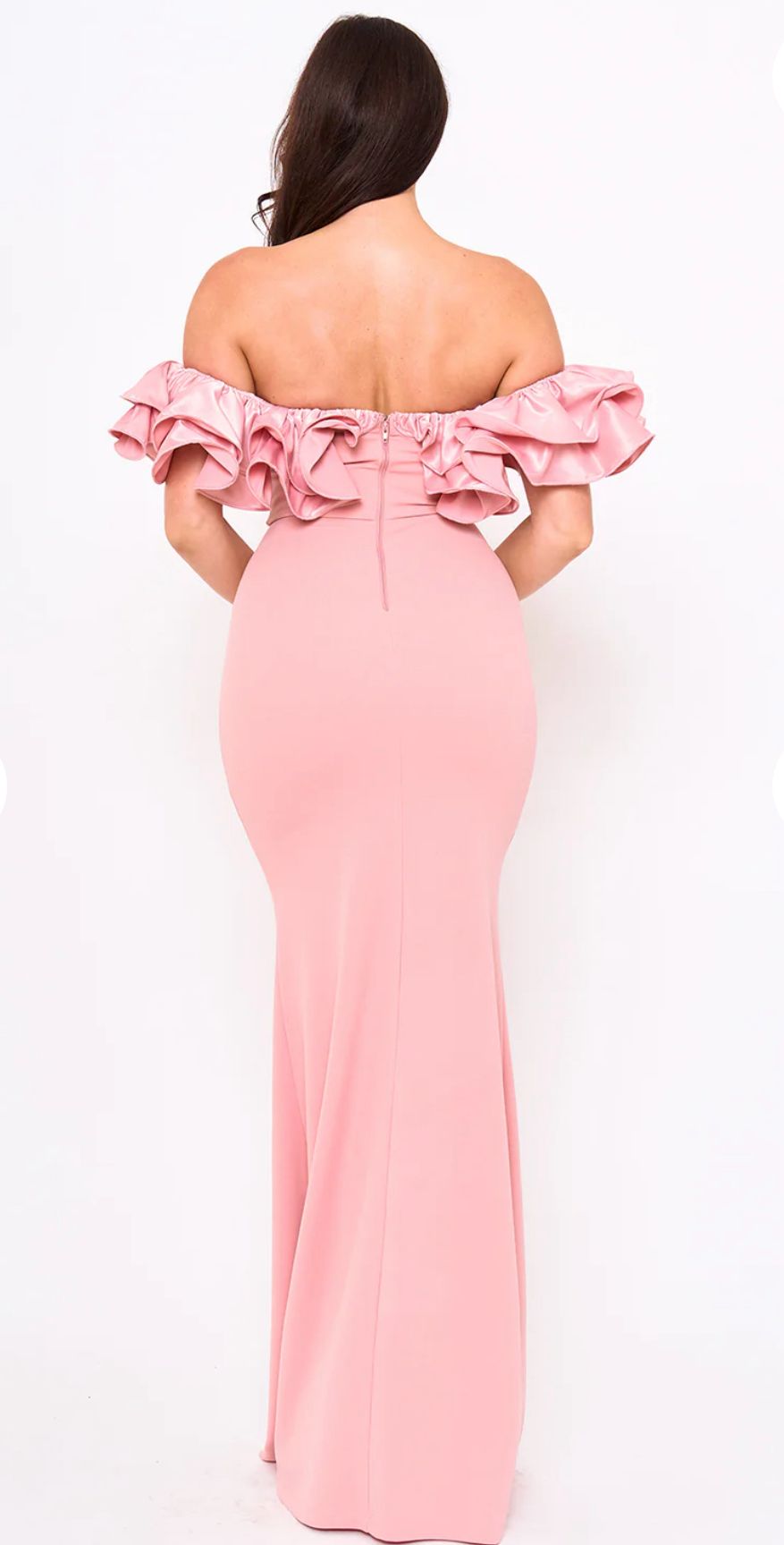 Pink Ruffled Evening Dress