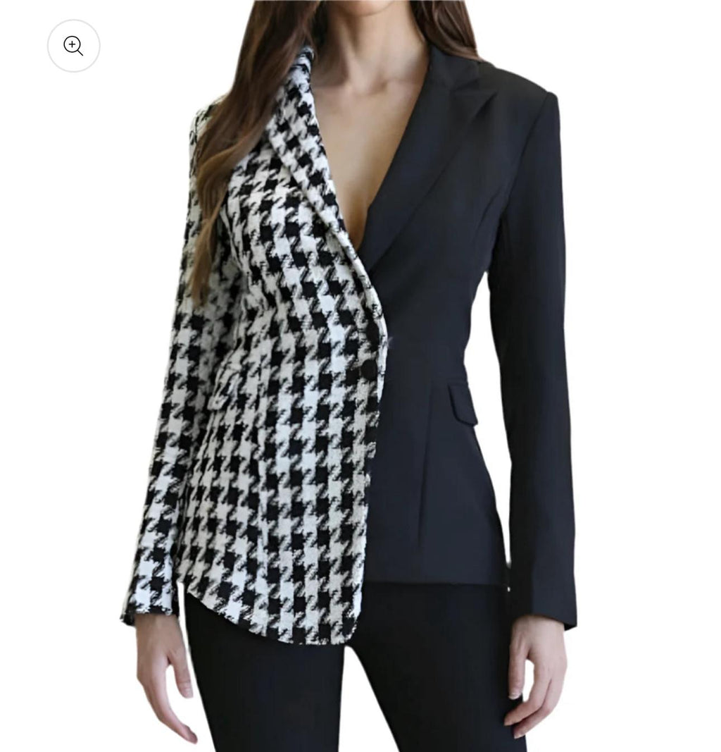 Houndstooth Tweed Blazer