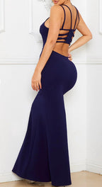 Deep Blue Desire Open-Back Dress