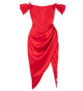 Red Siren Draped Midi Dress