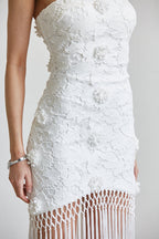 White Dream Fringe Dress
Luxe Lace Tassel Gown