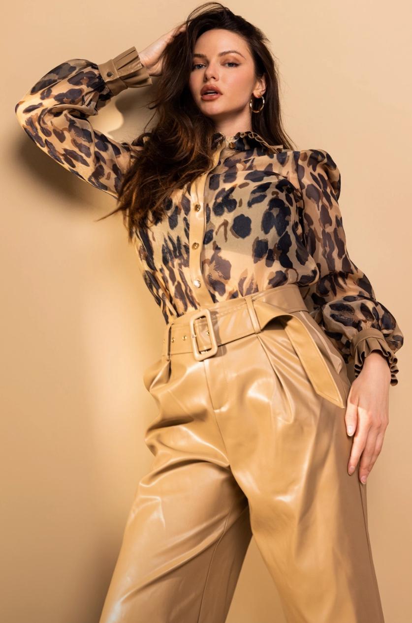Leopard Sheer & Leather Set